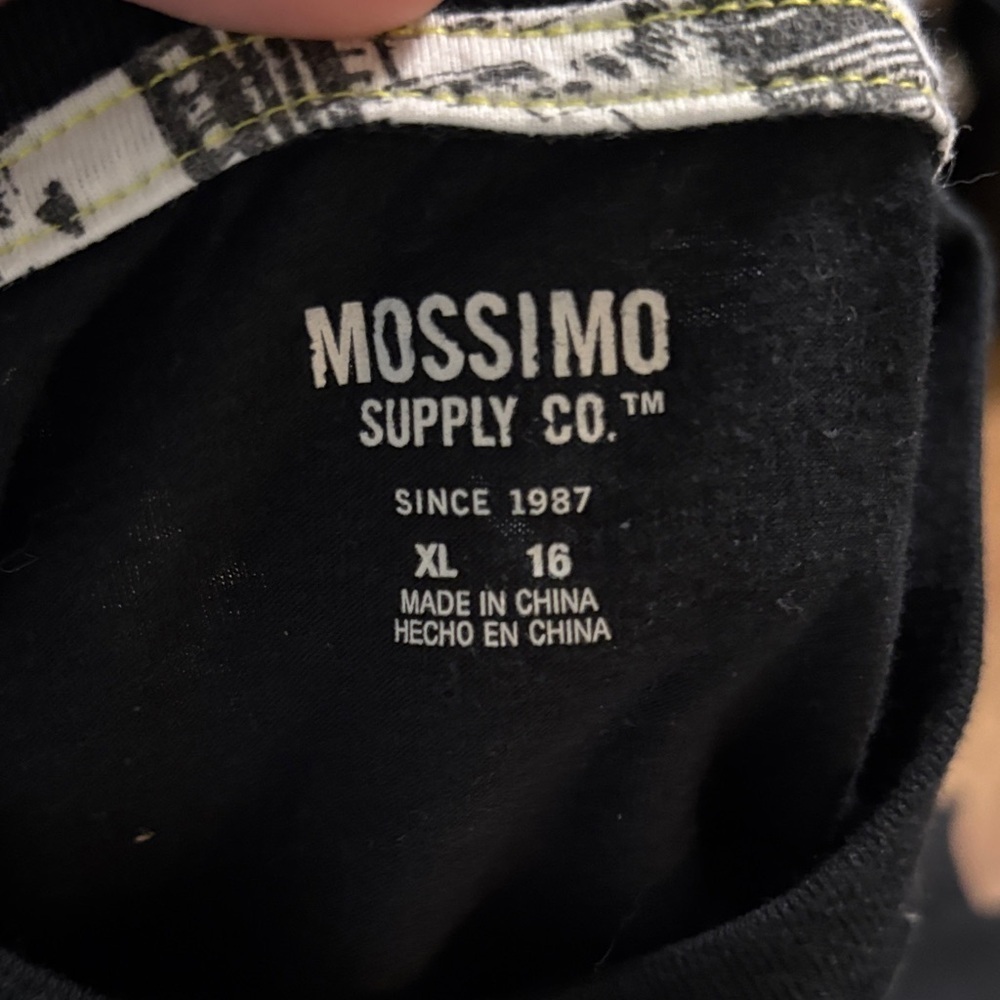 Mossimo Supply Co. Black Tee with Blue and Yellow Graphic (AB2) - Picture 2 of 2